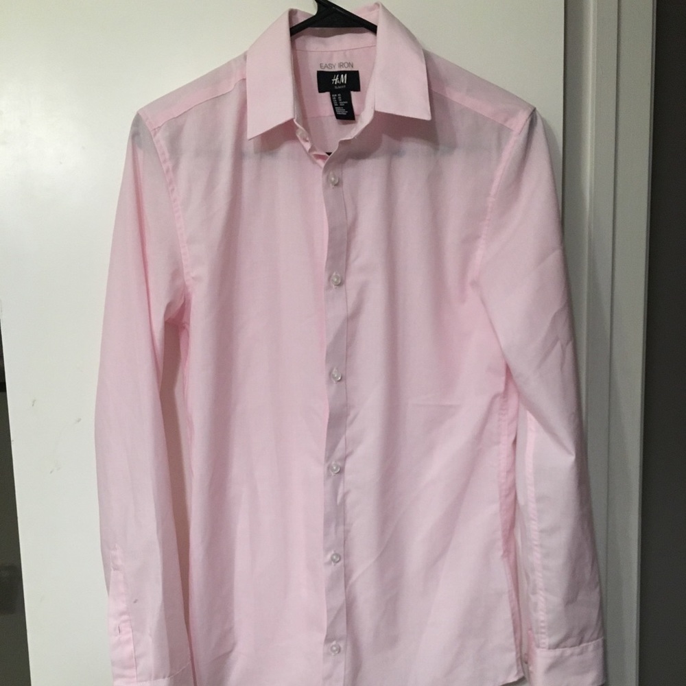 H&M Slim Fit Easy Iron Pink Classy Button Down